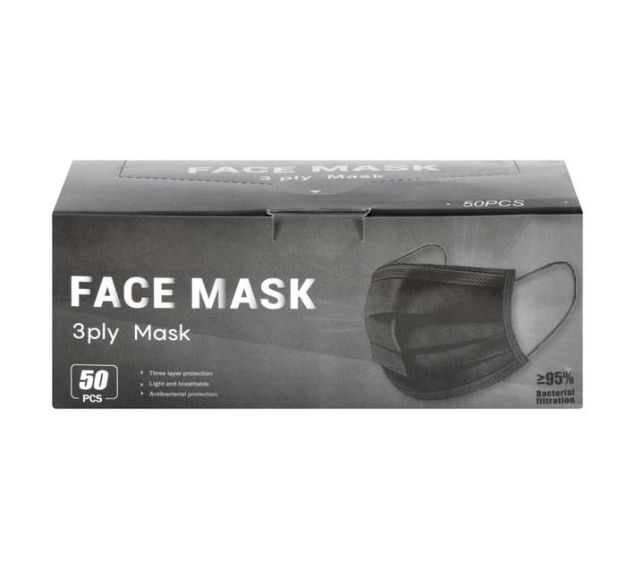 Hennox 50 x 3 Ply Disposable Face Masks - Black