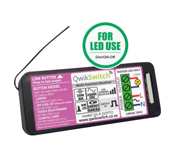 QwikSwitch Multi Function Receiver Switch - Black (86 x 36 x 29mm)