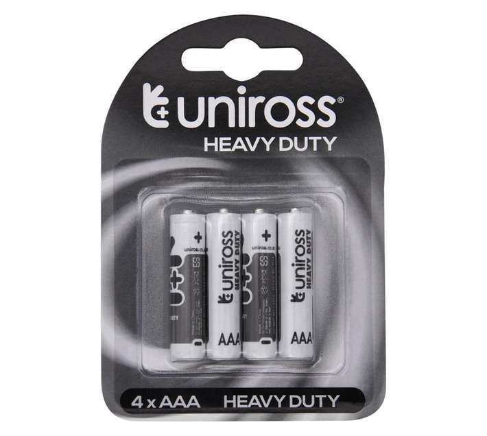 Uniross 4 x Heavy Duty Zinc Batteries (AAA)
