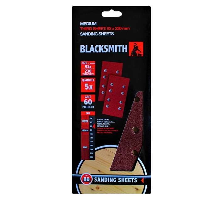 Blacksmith Aluoxide 1/3 Sand Paper Sheet 60 Grit (93 x 230mm)