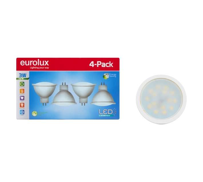 Eurolux 4 x Mr16 LED Globe - Warm White (3w)