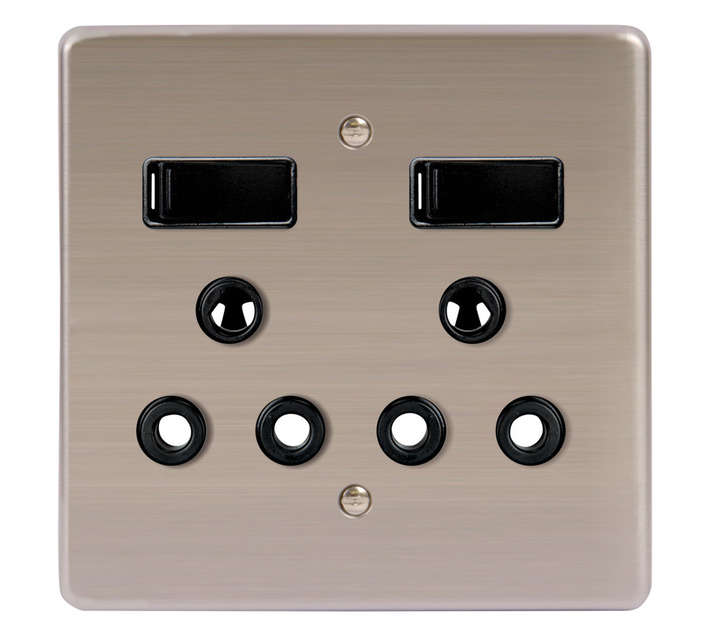 Lesco 4x4 Double Black Socket - Stainless Steel