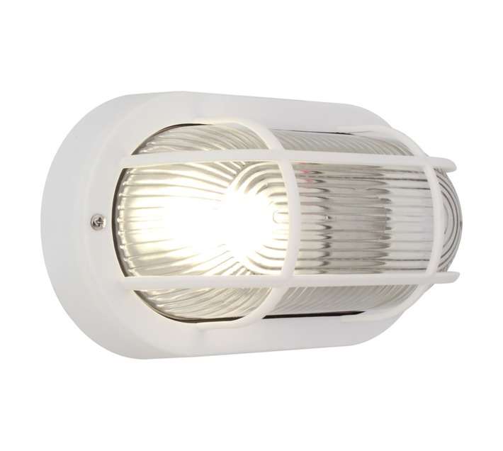 Eurolux Oval Bulkhead Light wit Grid - White (60W)