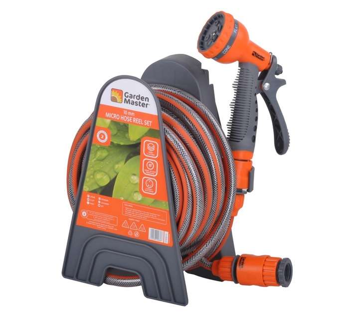 Garden Master Micro Hose Reel Set - Grey/Orange (10m)