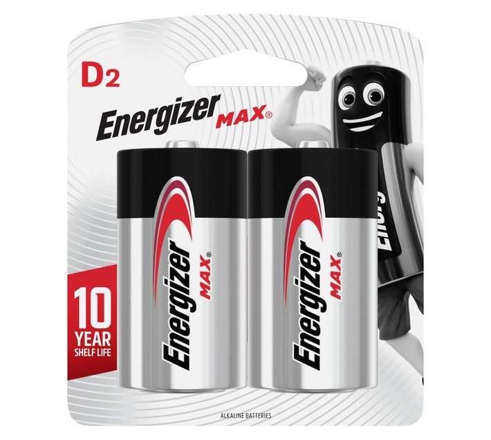 Energizer Max 2 x Alkaline Batteries (D)