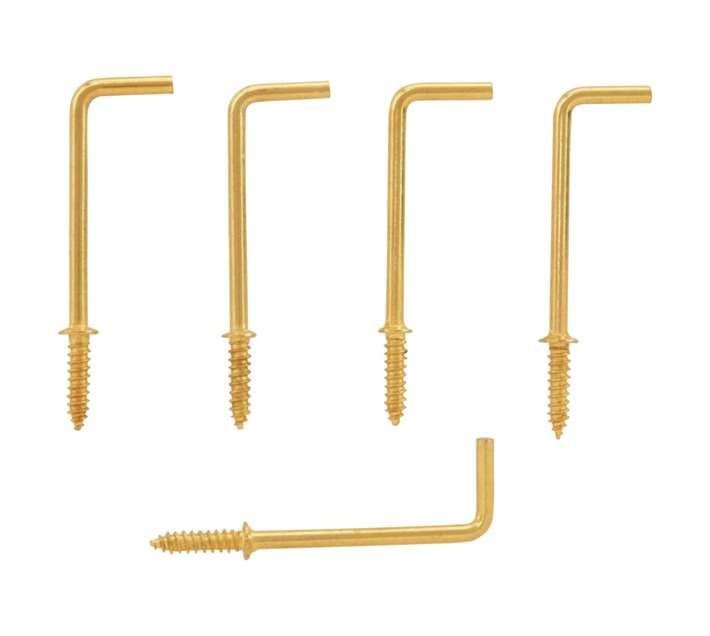 Eureka 5 x Brass Plated Square Cup Hooks (50mm)