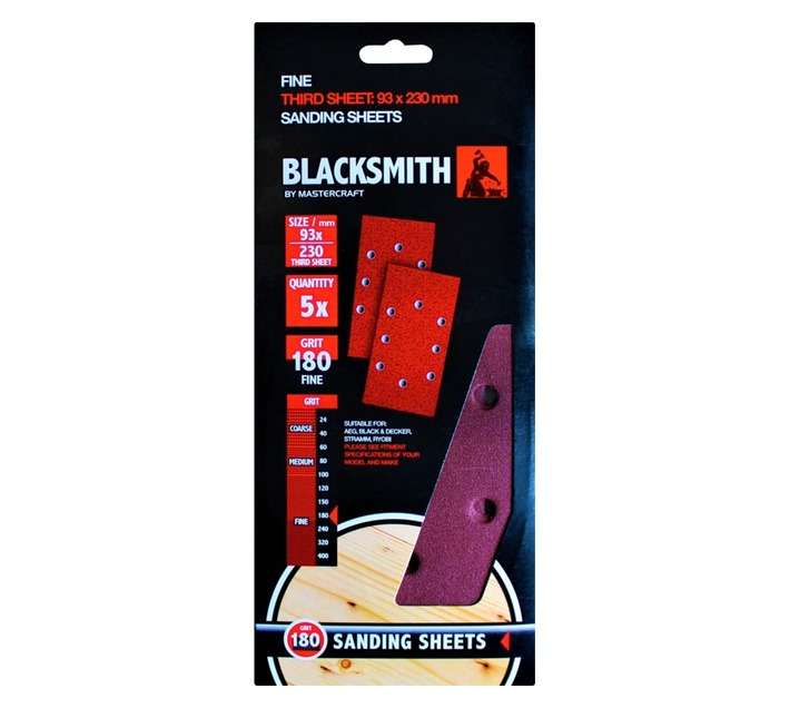 Blacksmith 1/3 Aluoxide Sand Paper Sheet 180 Grit (93 x 230mm)
