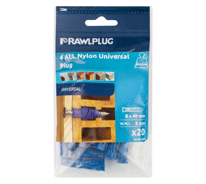 Rawlplug Universal Plugs - Blue (8 x 40mm)