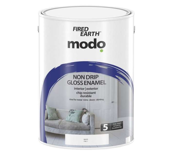 Fired Earth Modo Non Drip Gloss Enamel - White (5L)