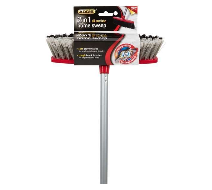 Addis 2-In-1 Home Sweep Broom - Red and Black