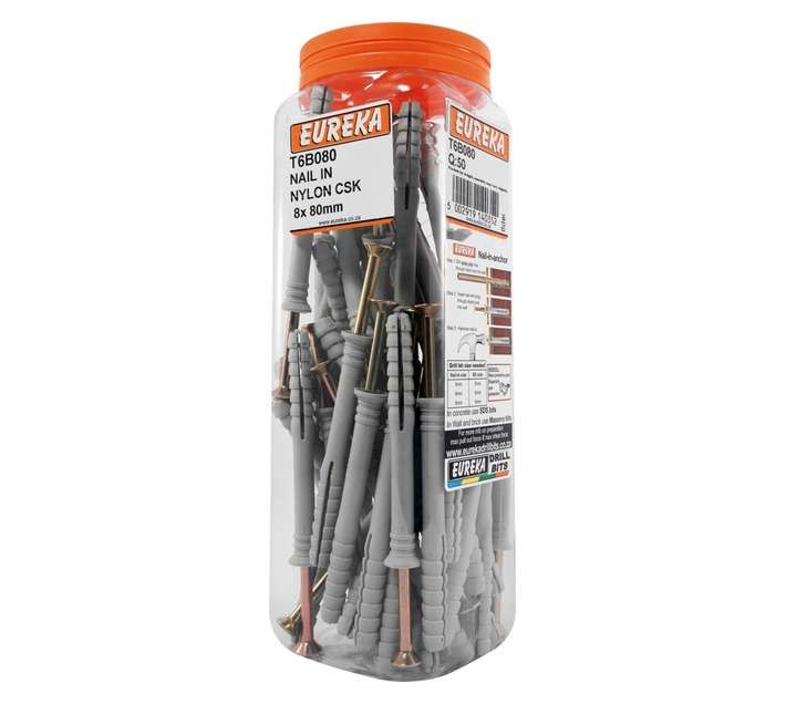 Eureka 8 x 80mm Nail In Nylon Csk (Q50)