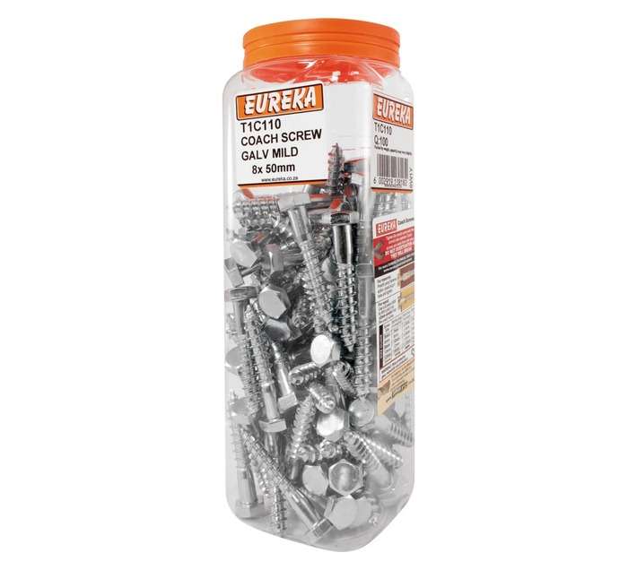 Eureka 8 x 50mm Coach Screw (Q100) Galvanised Mild