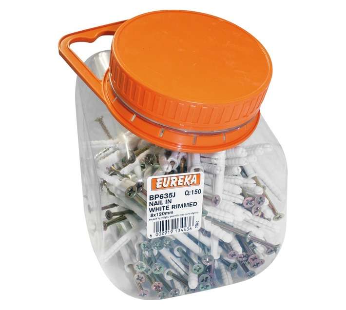 Nail In White Rimmed 150 Bucket (8mm x 120mm)
