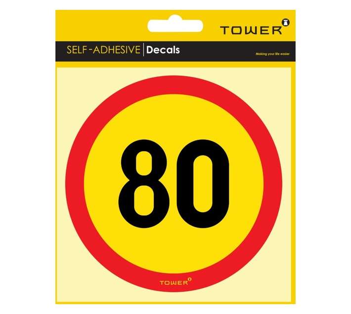 Tower Large 80 Speed Restriction Sign - Red/Yellow