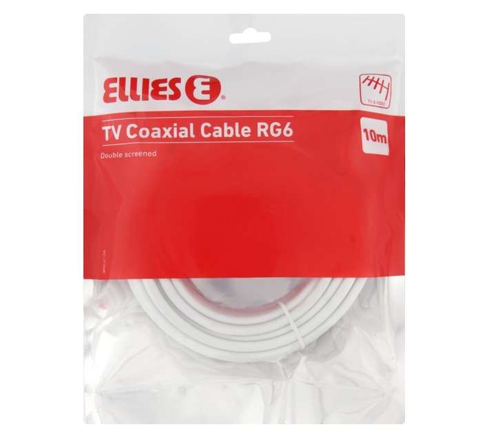 Ellies Electronics RG6 TV Coaxial Cable - White (10m)