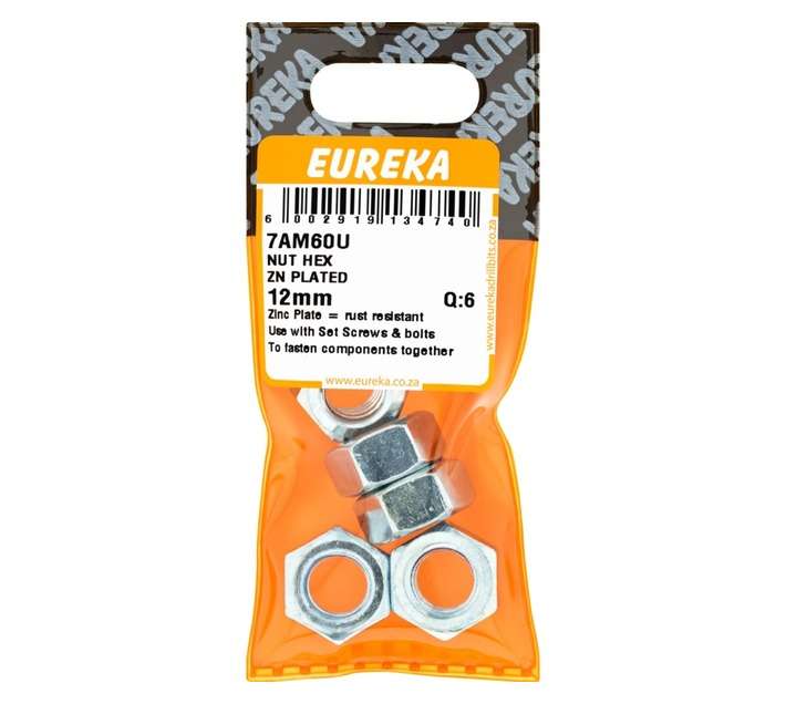 Eureka 6 x Hex Nuts - Zinc Plated (12mm)
