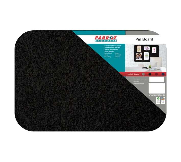 Parrot Products BD0315B Adhesive No Frame Pin Board - Black (450 x 300mm)