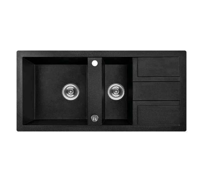 Laveo Barbados 1.5 Bowl with Drainer Sink - Black (1000 x 480 x 170mm)