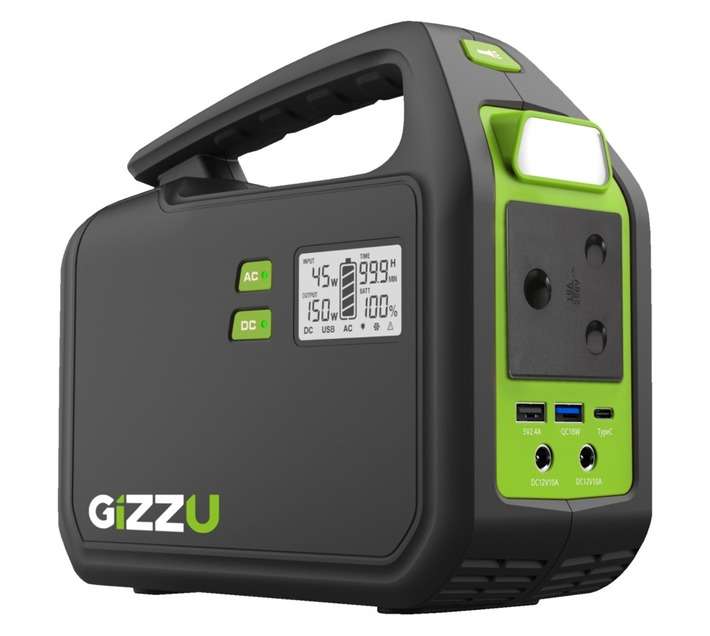 Gizzu Portable Power Station - Black/Green (150W)
