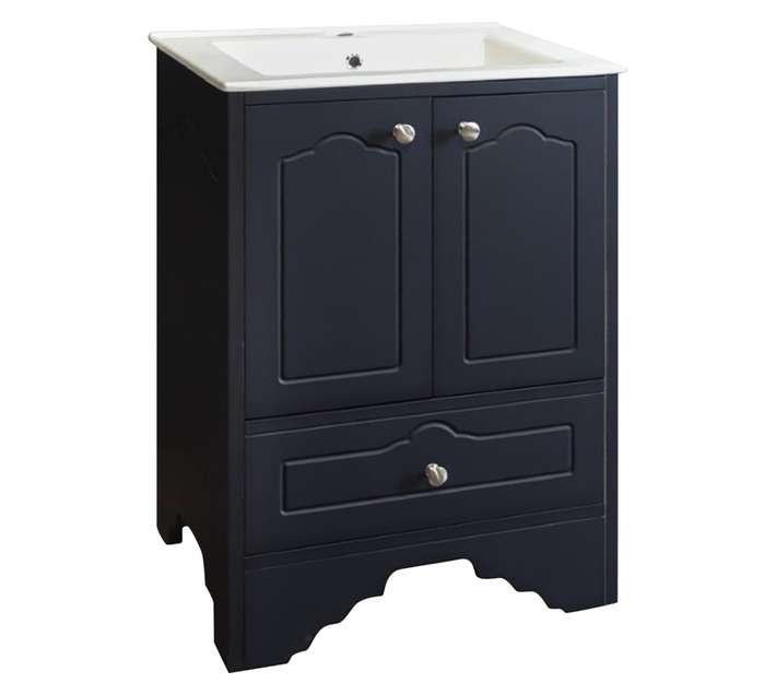 Lusso Contemporary 2 Door Vanity Cabinet - Matt Black (910 x 485 x 380mm)