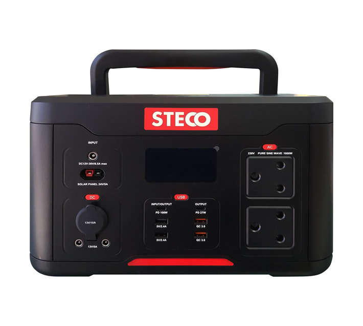 STECO Portable Power Station - Black/Red (1000W)