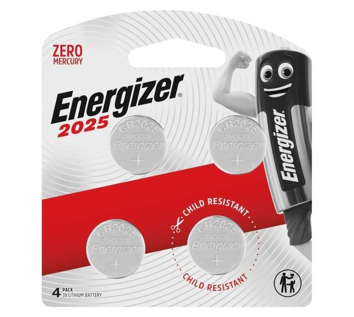 Energizer 4 x Coin Lithium Batteries (CR2025)