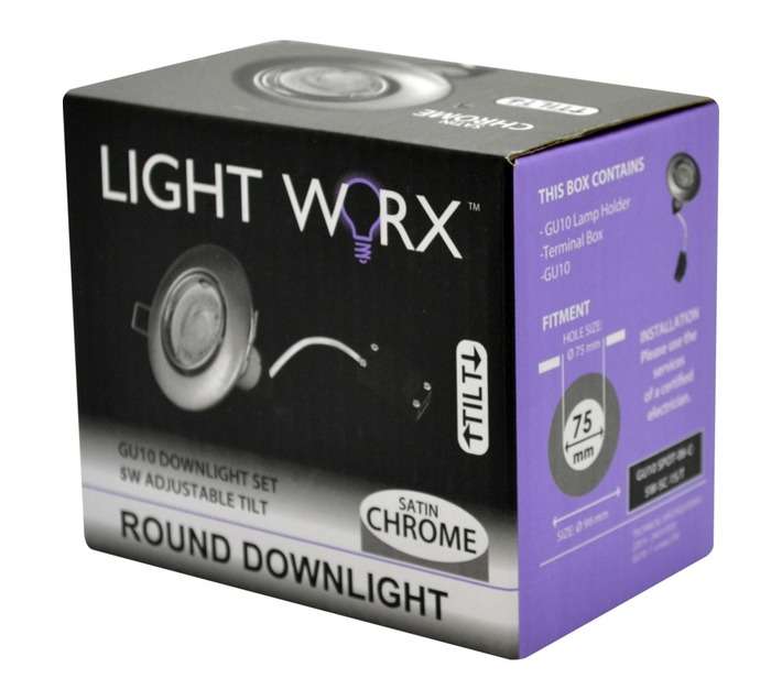 Lightworx LED GU10 Square Tilt Downlight - Polished Chrome (4w)