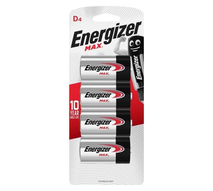 Energizer Max 4 x Alkaline Batteries (D)
