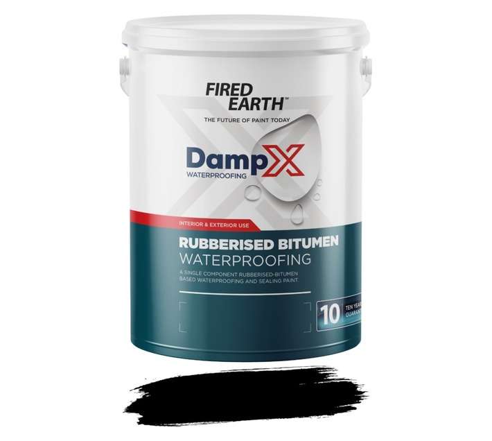 Fired Earth BW160-1-5L DampX Rubberised Bitumen Waterproofing - Black (5L)