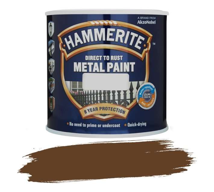 Hammerite Metal Paint Hammered - Brown (250ml)
