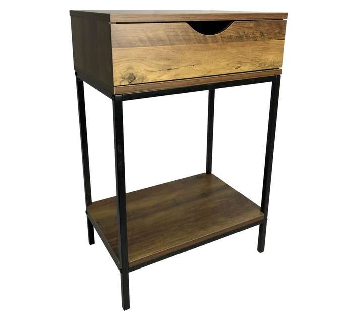 Home and Kitchen Bedside Pedestal Table - Brown/Black