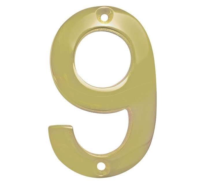 Euro Brass Numeral 9 - Brass (75mm)