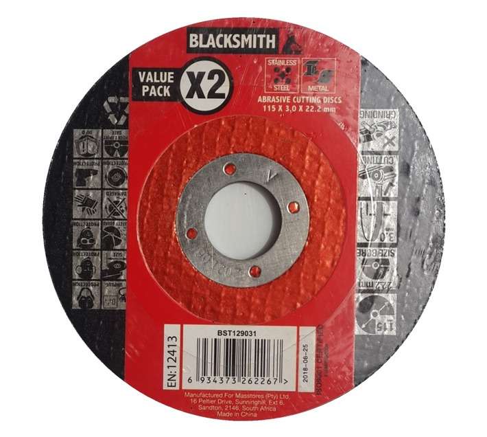 Blacksmith BST129031 2 x Slimline Abrasive Disc Blades (115 x 3.0 x 22.23mm)