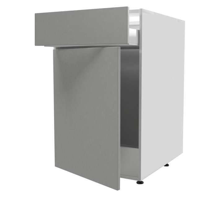 Home and Kitchen Base Unit 1 Drawer Gloss Cabinet - Stone Grey (450mm)