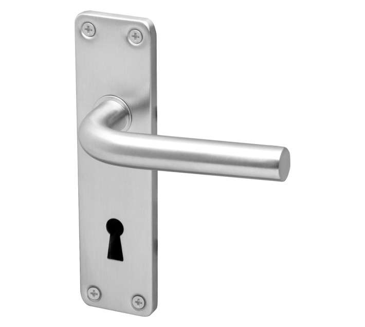 Dortello Coupe Lever Handle with Backplate And Keyhole
