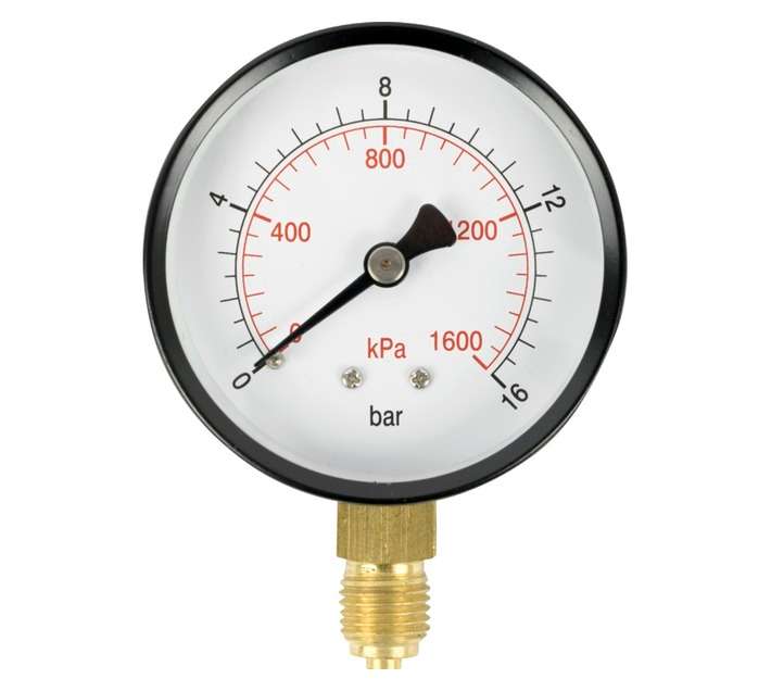 AirCraft 0-16 Bar Bottom Fit Pressure Gauge (63mm - 1/4 Inch)
