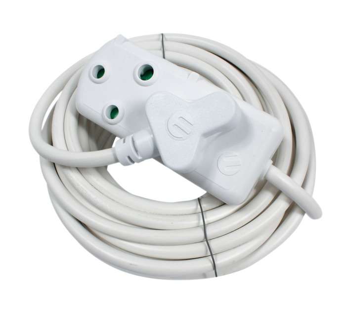 Ellies Electronics FEHBW2X/3W Extension Lead with Side by Side Coupler - White (3000mm)