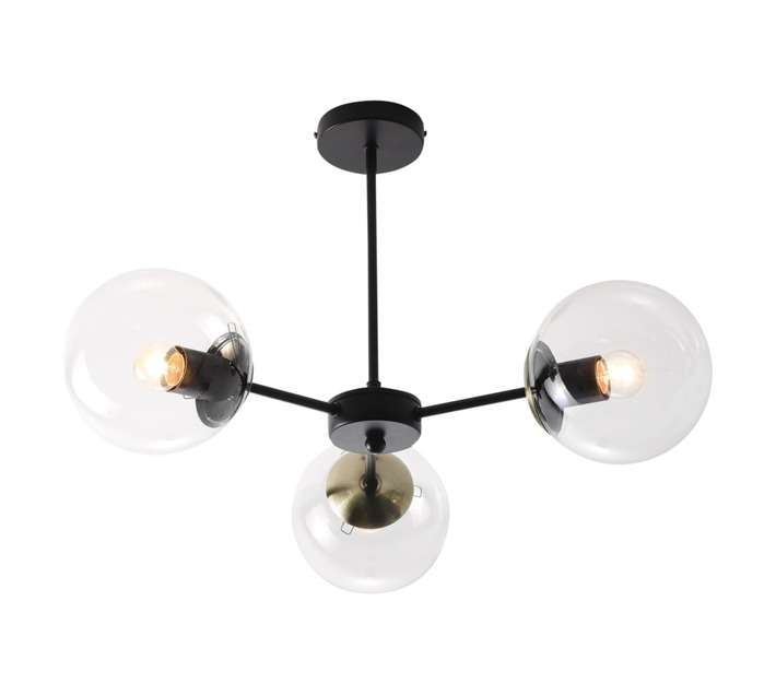 Bright Star Lighting 3 Light Chandelier - Black/Antique Brass (40W)