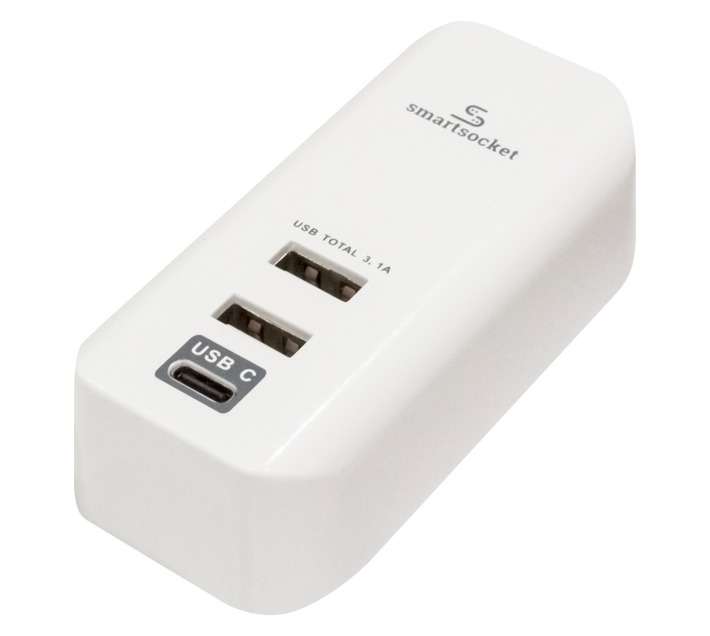 Smartsocket Compact USB Hub - White (3.1A)