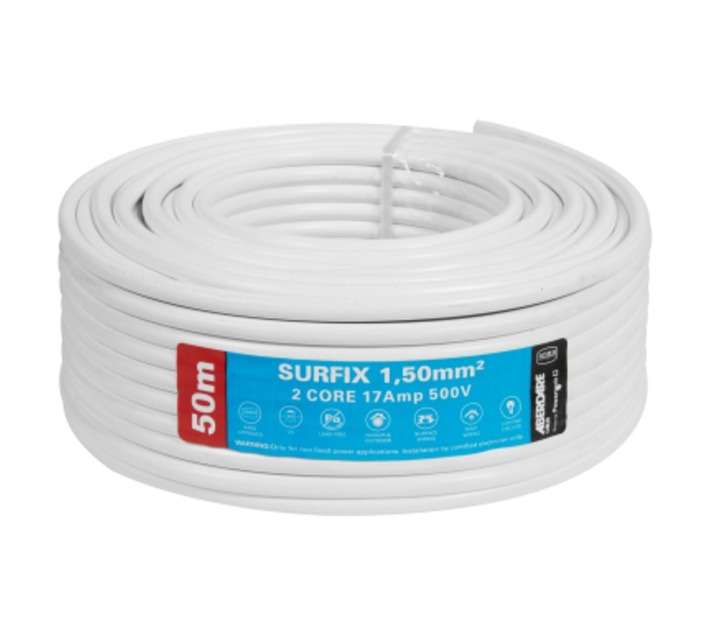 APDS325WE50 Surfix 2 Core and Earth Cable - White (50m)