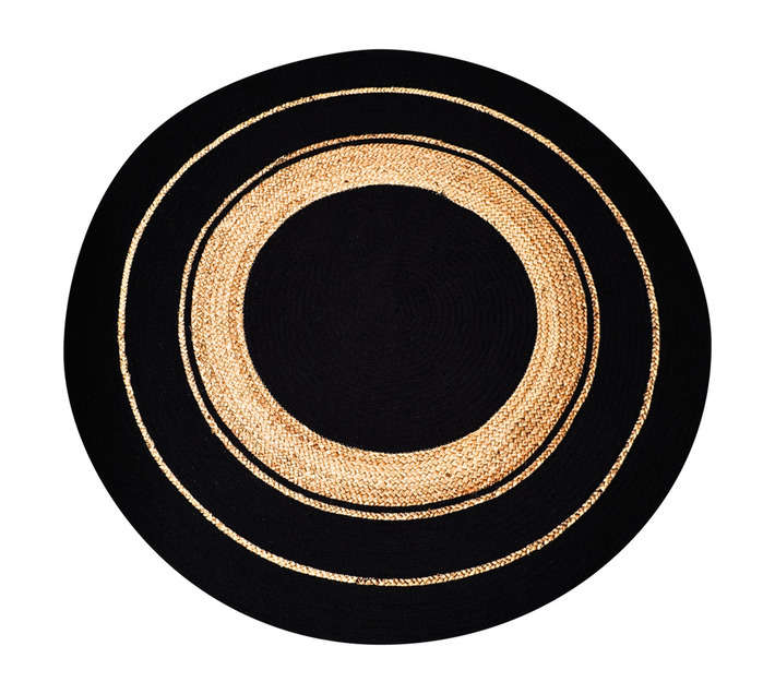 Jute Round Rug - Natural/Black (1200mm)