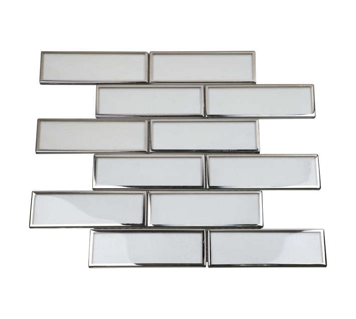 Earthstone Glass Metro Mosaic Tile - White