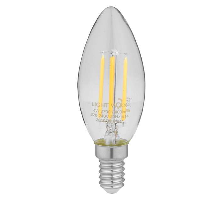 Lightworx LED E14 Filament Candle Bulbs - Clear (4w)