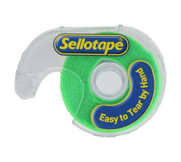 Sellotape Hook and Loop Strap Tape - Green (2m x 20mm)