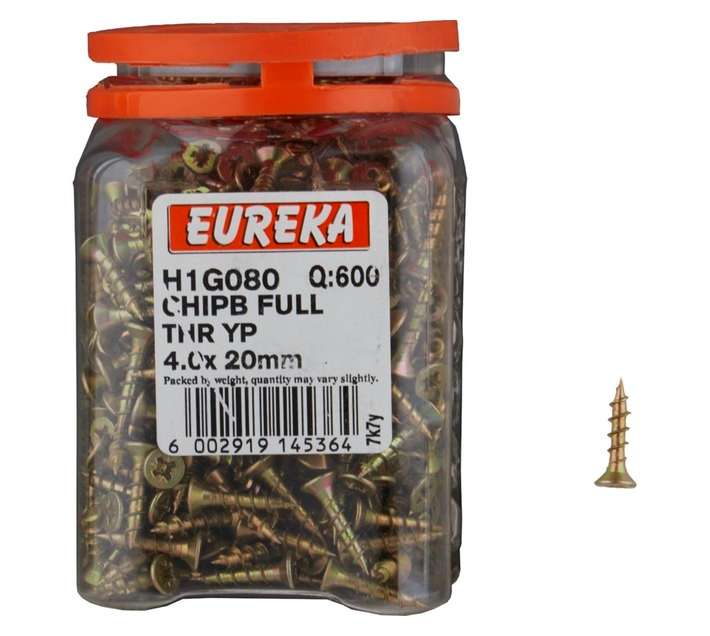 Eureka H1G080 4.0 x 20mm Chipboard Screw Full (600 Pack)