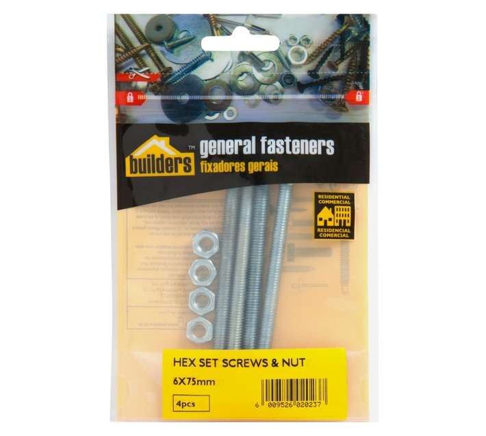BP-SETN0675-4 4 x Hex Bolts and Nuts Set (6 x 75mm)