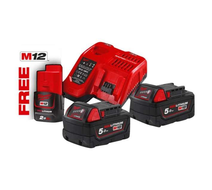 Milwaukee M18HNRG 2 x 18V 5.5Ah Batteries and Charger Starter Kit