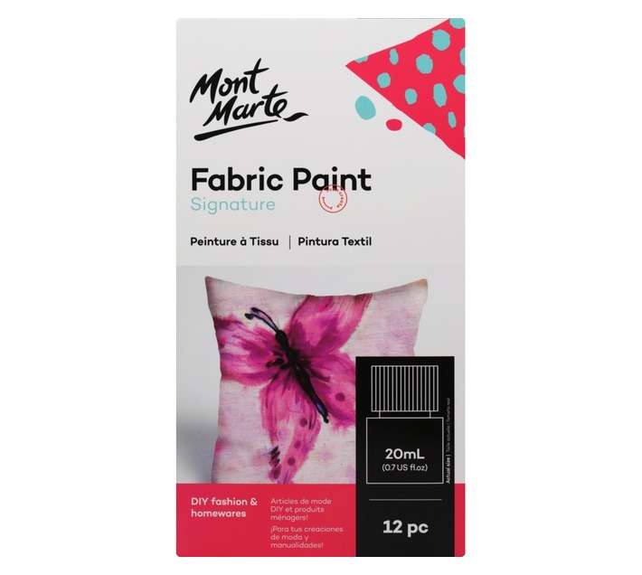 Mont Marte 12 Piece Signature Fabric Paint Set - Assorted (20ml)