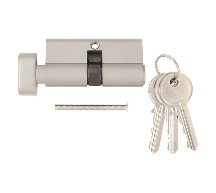Thumb Turn Cylinder Lock - Satin Nickel (65mm)