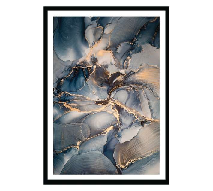 Amber Bay Blue Tropic Framed Canvas Print - Blue (510 x 710mm)